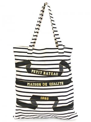 Полосатая сумка-тоут Petit Bateau. Цвет: телесный