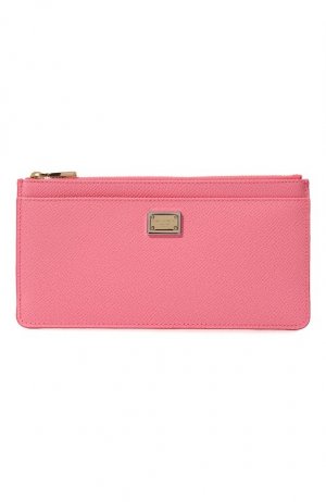 Кожаный футляр для кредитных карт Dolce & Gabbana. Цвет: розовый