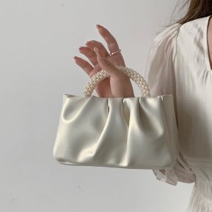 Женская сумка, стильная текстура, жемчуг, плиссированные облака, сладкий розовый, большая сумка для ужина, на плечо VIA ROMA