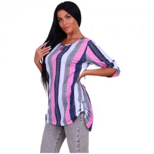 Повседневная блузка oversize прямого кроя, размер 58 New Life. Цвет: белый/серый/серебристый/розовый/синий