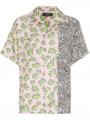 Рубашка с цветочным и леопардовым принтом AMIRI. Цвет: розовый