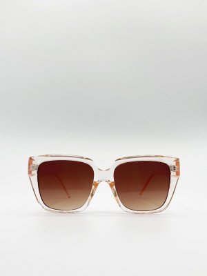 Большие солнцезащитные очки «кошачий глаз» в пластиковой оправе, оранжевый SVNX