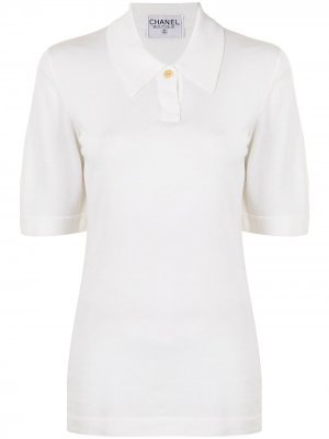 Рубашка поло на пуговицах с логотипом Chanel Pre-Owned. Цвет: белый