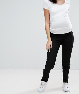 Черные узкие джинсы для беременных с вставкой на животе Mamalicious-Черный Mama.licious