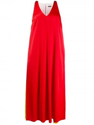 Платье-трапеция в стиле колор-блок с V-образным вырезом Mulberry. Цвет: красный