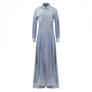 Джинсовое платье Ralph Lauren. Цвет: голубой