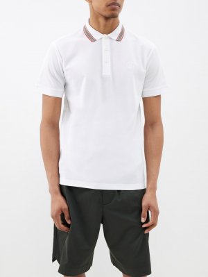 Рубашка-поло walton icon в полоску из хлопкового пике-джерси , белый Burberry
