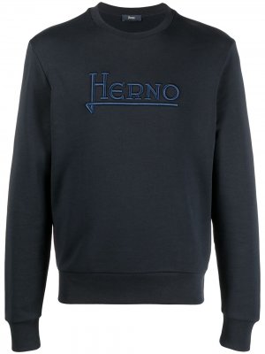 Толстовка с вышитым логотипом Herno. Цвет: синий