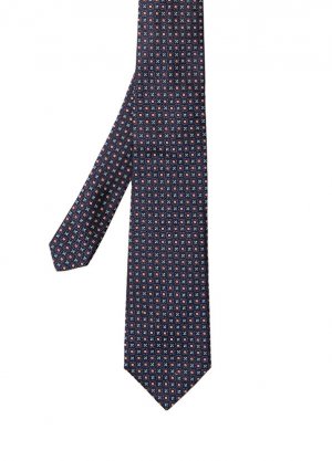 Темно-синий шелковый галстук с узором Etro