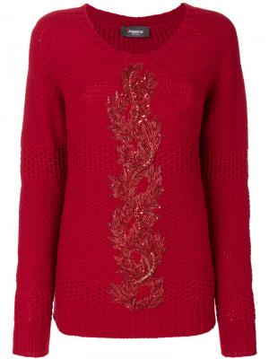 Вязаный свитер с вышивкой Jo No Fui. Цвет: красный