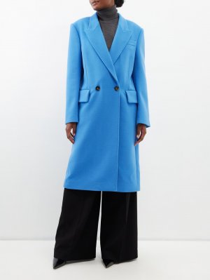 Двубортное пальто из шерстяного крепа , синий Stella McCartney