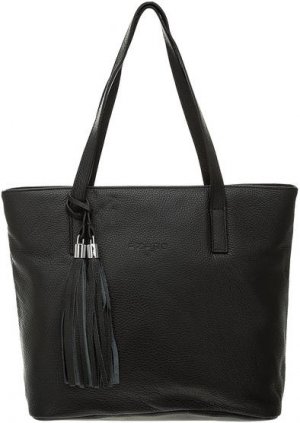 Кожаная черная сумка с двумя отделами Azaro. Цвет: черный
