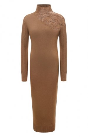 Платье из вискозы и шерсти Ermanno Scervino. Цвет: коричневый