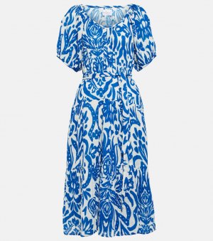 Платье миди Madilyn из хлопка с принтом VELVET, синий Velvet