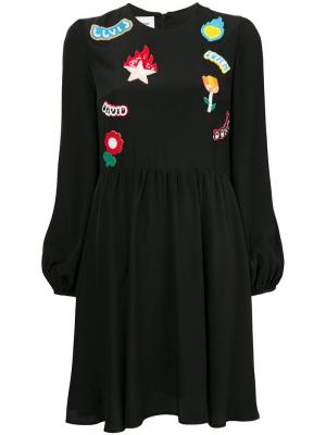Платье с длинными рукавами нашивками Dondup. Цвет: черный