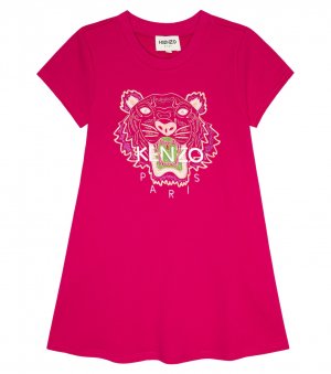 Хлопковое платье с вышитым логотипом , розовый Kenzo