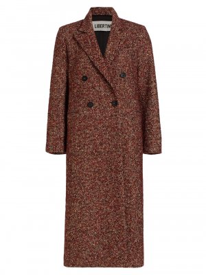 Двубортное пальто с узором елочка и блестками, красный Libertine