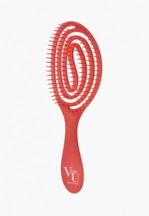 Расческа Von U для распутывания волос массажная продувная красная корейская / Spin Brush Red. Цвет: красный