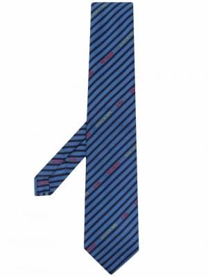 Шелковый галстук в полоску ETRO. Цвет: синий