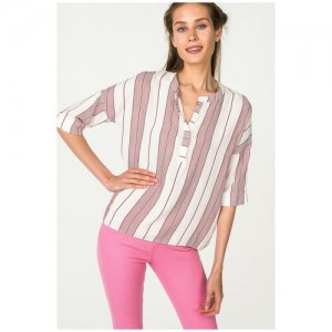 Oversize – рубашка с широкими и тонкими полосками АДЛ 11527800011 Розовый 42 adL. Цвет: розовый/белый