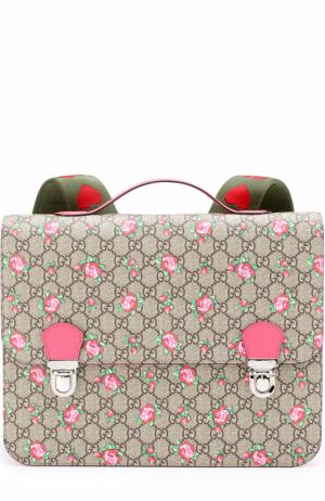 Текстильный портфель с принтом Gucci. Цвет: бежевый