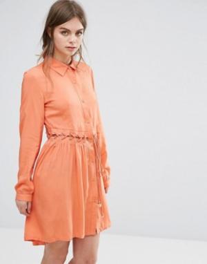 Платье-рубашка Oeurve Oeuvre. Цвет: оранжевый