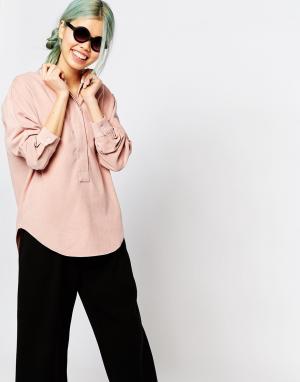 Блузка со складками сзади и скрытыми пуговицами Zacro. Цвет: розовый