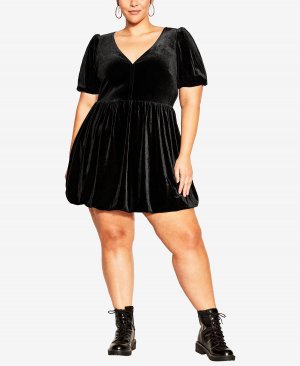 Модное платье больших размеров ada с коротким рукавом , черный City Chic