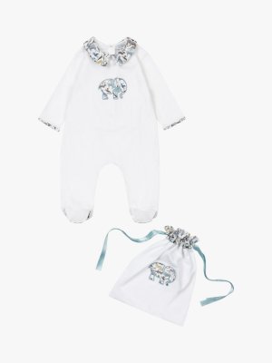 Комплект для сна и подарочной сумки с принтом слона зоопарка Baby Liberty, белый Trotters