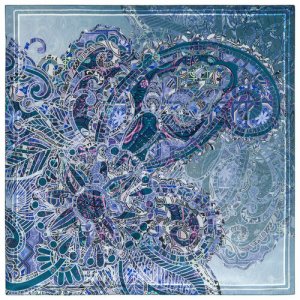 Платок ,65х65 см, голубой, розовый Павловопосадская платочная мануфактура. Цвет: синий