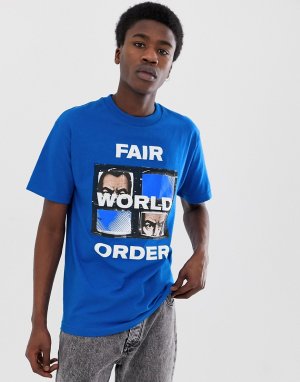Синяя футболка с принтом на груди Fairplay Fwo-Синий