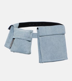 Джинсовая поясная сумка с кожаной отделкой , синий The Attico