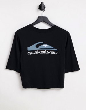Черная футболка с рукавами до локтя и логотипом -Черный цвет Quiksilver