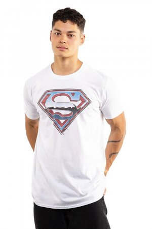 Хлопковая футболка с хромированным логотипом Superman , белый DC Comics