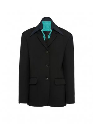 Однобортный пиджак из габардина , черный Prada