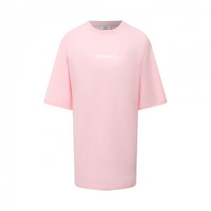 Хлопковая футболка VETEMENTS. Цвет: розовый
