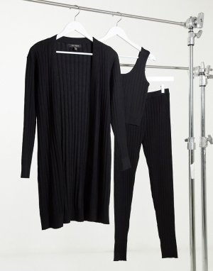 Черный casual-комплект в рубчик из 3 вещей -Черный цвет QED London