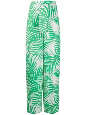 Жаккардовые брюки с поясом Sara Battaglia. Цвет: зеленый