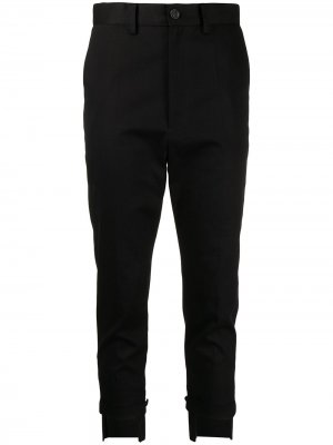 Укороченные брюки кроя слим Yohji Yamamoto. Цвет: черный