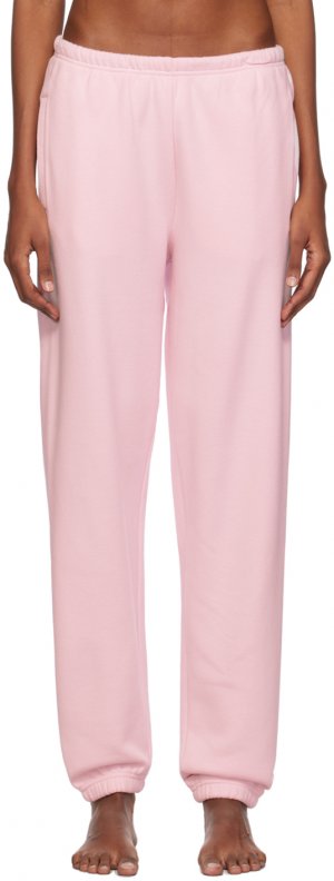 Классические брюки для бега из хлопкового флиса розового цвета Skims