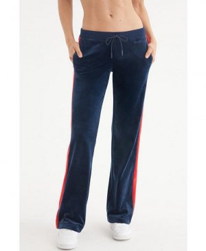 Женские широкие спортивные брюки с цветными блоками , синий Juicy Couture