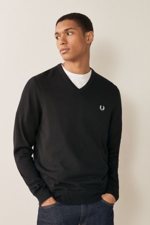 Классический свитер с V-образным вырезом , черный Fred Perry