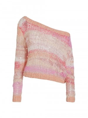 Металлизированный вязаный свитер с открытыми плечами , розовый Rodarte