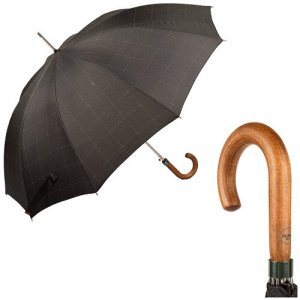 Зонт-трость , полуавтомат, купол 115 см., 10 спиц, деревянная ручка, система «антиветер», черный M&P. Цвет: черный
