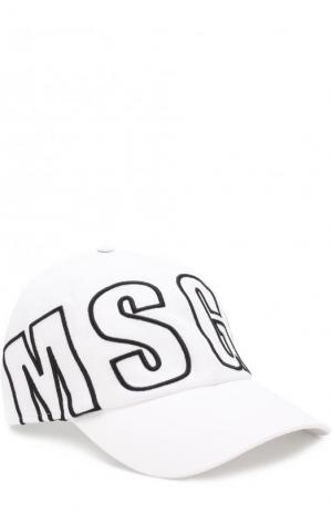 Хлопковая бейсболка с логотипом бренда MSGM. Цвет: белый