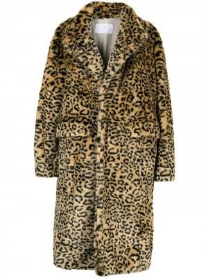 Однобортное пальто с леопардовым принтом Toga Pulla. Цвет: коричневый