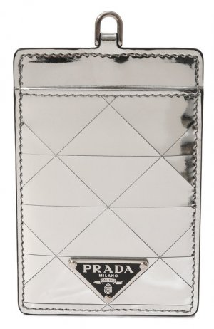 Кожаный футляр для кредитных карт Prada. Цвет: серебряный