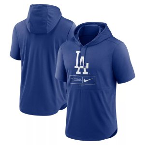 Мужской пуловер с короткими рукавами и капюшоном Royal Los Angeles Dodgers Logo Lockup Performance Nike