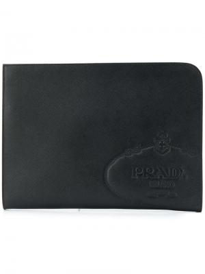 Чехол для планшета с печатью логотипа Prada. Цвет: черный
