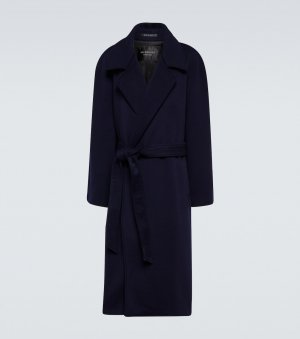 Кашемировое пальто с поясом , синий Balenciaga